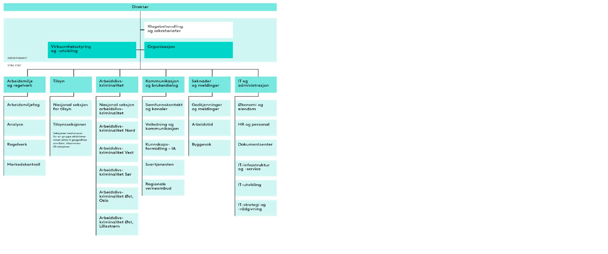 Organisasjonskart med bokser