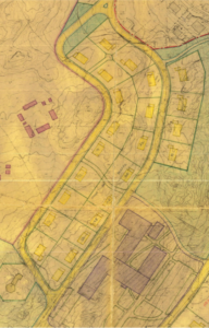 Utsnitt av plankart i gule fargetoner